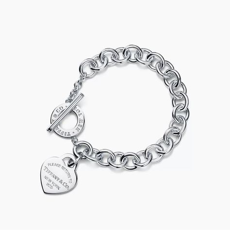 Tiffany Silver Heart Tag Toggle Charm Bracelet, New, Never Worn Because It Was Too Big Tiffany Charm Bracelet, 2000s Jewelry, Girly Christmas Gifts, Silver Bracelet Stack, Tiffany And Co Bracelet, Jewelry Tiffany, Tiffany And Co Jewelry, Tiffany Bracelets, Heart Tag