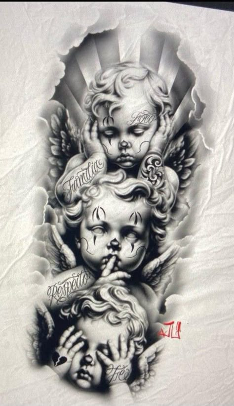 Acab Tattoo, Xo Tattoo, Chicanas Tattoo, Chicano Tattoos Sleeve, Cherub Tattoo, Realistic Tattoo Sleeve, Gangsta Tattoos, Chicano Style Tattoo, Cholo Art