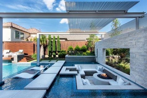 Backyard Swimming Pool Design Ideas | HGTV Moderne Pools, Luxury Swimming Pools, Hgtv Dream Home, Luxury Pools, Modern Pools, Pool Lounge, Dream Pools, Modern Backyard, Luxury Pool