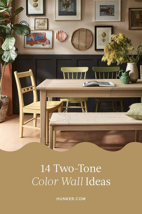 Dining Room Wainscoting Colors, Painted Wall With Chair Rail, Dining Room With Chair Rail Two Tone, Tone On Tone Paint, Painting With Chair Rail Color Schemes, Living Room Two Tone Paint Ideas, Dark Bottom Light Top Walls, Dining Room Chair Rail Paint, Dining Wall Color Ideas