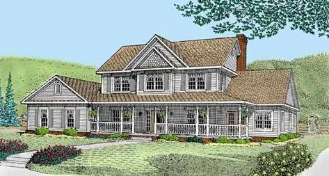 Country House Plan - 6 Bedrooms, 3 Bath, 2750 Sq Ft Plan 13-143 Country Victorian Homes, Country Farmhouse House Plans, 2 Story House Plans, Victorian House Plan, Manor Floor Plan, Cottagecore Design, Big Mansions, Victorian Style House, Farm Plans