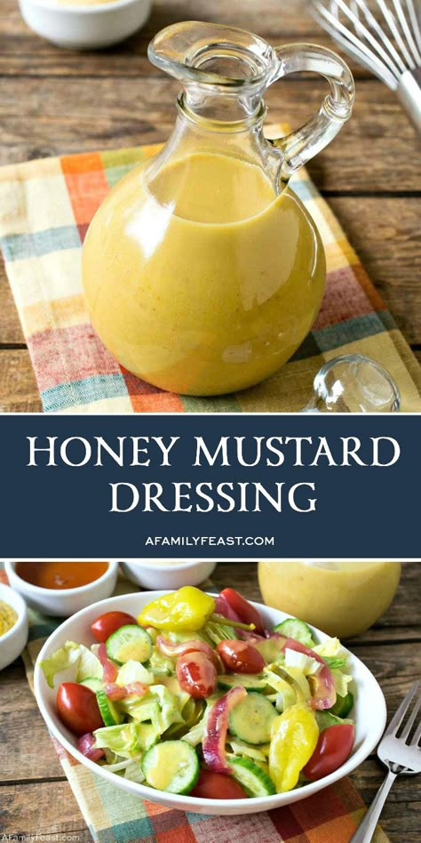 Honey Mustard Dressing Honey Mustard Dressing Recipe, Mustard Dressing Recipe, Honey Mustard Salad Dressing, Mustard Salad Dressing, Green Bean Salad Recipes, Honey Mustard Recipes, Homemade Honey Mustard, Delicious Salad Dressings, Honey Mustard Vinaigrette