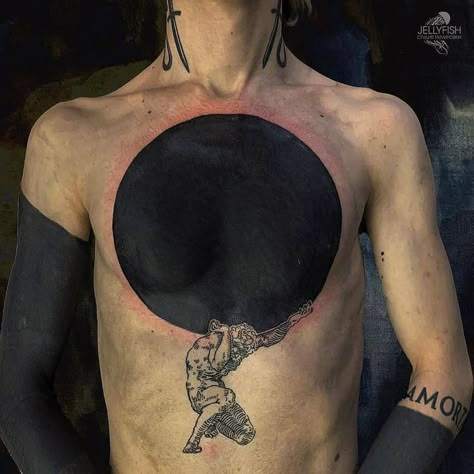 Tato Waist, Tato Wolf, Waist Tattoos Men, Tato Women, Sisyphus Tattoo, 16 Tattoo, Blackout Tattoo, Tatuaje A Color, Stomach Tattoos