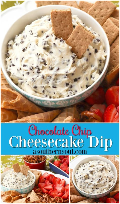 Chip Dip Recipes, Chocolate Chip Dip, Cookie Dough Dip, Cheesecake Dip, Chocolate Chip Cheesecake, Sweet Dips, Cream Cheese Dips, Dip Recipes Easy, Dessert Dips