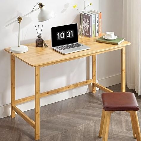 Amazon.com: Nnewvante Bamboo Writing Desk, 47 Inch Home Office Desk, Modern Simple Computer Desk, Sturdy Work Desk Study Table : Home & Kitchen Simple Work Desk, Office Desk Modern, Simple Computer Desk, Desk Modern, Desk Dimensions, Modern Computer Desk, Desk Study, Simple Desk, Home Office Furniture Desk