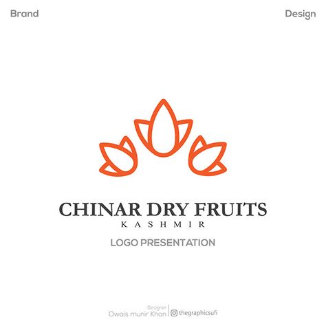 Chinar Dry Fruits logo design. on Behance Dried Fruits Logo, Dried Fruit Logo, Fruits Logo Design, Almond Logo, Fruits Logo, Milk Logo, Fruit Logo Design, Tin Packaging, Almond Fruit