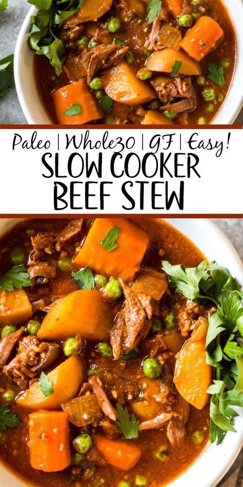 Paleo Crockpot Recipes Easy, Non Dairy Crock Pot Recipes, Whole 30 Recipes Dinner Crockpot, Wheat Dairy Free Recipes, Paleo Stew Beef Recipes, Paleo Soups Crockpot, Paleo Slow Cooker Soup, Hearty Whole 30 Recipes, Clean Soups In A Crock Pot