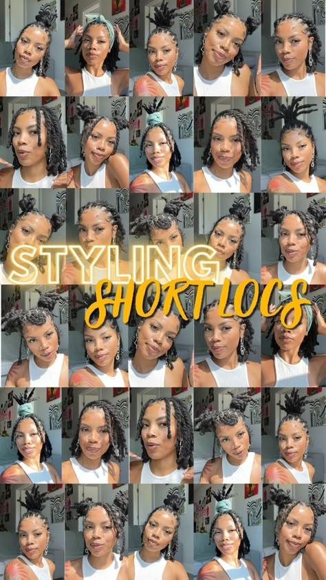 NICHOLE ♡ 𝒚𝒐𝒖𝒓 𝒗𝒊𝒓𝒕𝒖𝒂𝒍 𝒃𝒆𝒔𝒕𝒊𝒆 | 💞12 LOC STYLES FOR SHORT LOCS💞 want to see all twelve styles? click the link in my bio to watch the full tutorial on YouTube✨ YouTube:… | Instagram Loc Styles For Short Locs, Styles For Short Locs, Dreadlocks Hair Care, Blond Rose, Short Hairstyles Ideas, Short Dreadlocks Styles, Styles Korean, Short Dreads, Shorthair Hairstyles Short Styles