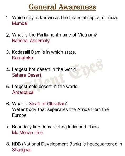 General Knowledge Quiz With Answers In English, G K Questions And Answers In English, General Knowledge Quiz With Answers, Studying Tricks, Ssc Mts, General Knowledge For Kids, Word A Day, General Studies, General Awareness