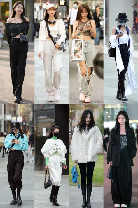 Street Wear Chinese, East Asian Fashion Street Styles, Asian International Students Fashion, Street Style Chinese, Thailand Fashion Outfits Street Style, Chinese Women Fashion Street Style, China Street Style Outfits, Thailand Street Style, Modern Y2k Outfits Street Styles