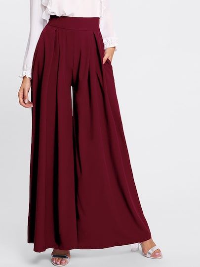 Shop Pleated Detail Palazzo Pants online. SheIn offers Pleated Detail Palazzo Pants & more to fit your fashionable needs. Palazzo Pant Outfit, Tops For Palazzo Pants Classy, Elegant Western Outfits, Plazzo Pants Outfit, Aunt Of The Bride Dresses, Palazzo Pants Outfits, Aunt Of The Bride, Valentines Outfit Ideas, Palazzo Pants Outfit