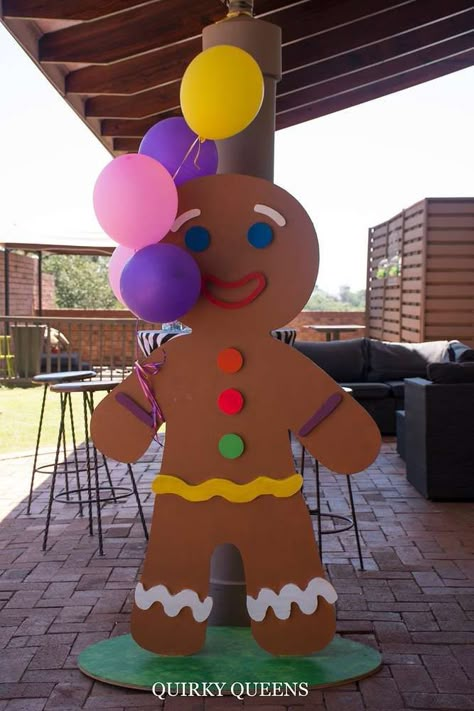 Candy Land Entrance Decor, Candy Land Pieces, Candy Land Shirts Ideas, Candyland Theme Activities, Christmas Candy Float Ideas, Candy Land Gingerbread Man, Candy Lane Party, Candy Land Themed Parade Float, Candyland Christmas Party Ideas