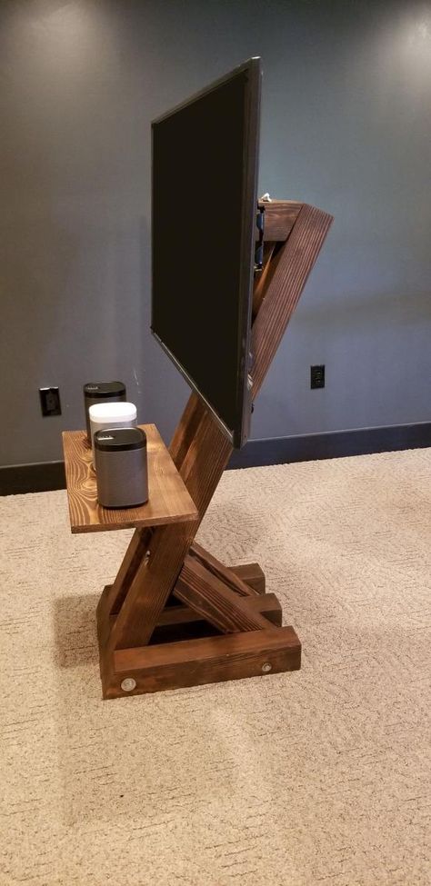 Diy Tv Mount, Diy Tv Mounting, Dresser Makeover Diy, Standing Tv, Tv Sizes, Tv Floor Stand, Tv Stand With Mount, Diy Dresser Makeover, Diy Tv Stand