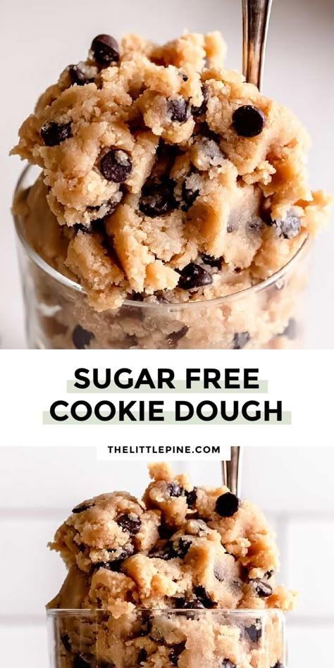 This sugar free cookie dough is for snacking -- Yes, it’s safe to eat. Yes, I love it more than a baked cookie. Yes, you should make it. #sugarfreecookiedough #lowcarbsugarfreecookiedough Sugar Free Cookie Dough, Baking Recipes Aesthetic, Sugar Free Cookie, Recipes Aesthetic, No Sugar Desserts, Sugar Free Desserts Easy, Aesthetic Baking, Sugar Free Snacks, Low Sugar Desserts