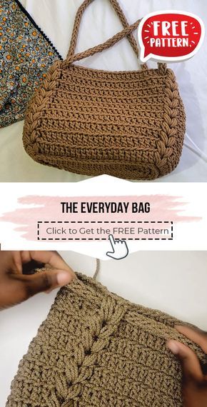 crochet the Everyday Bag free pattern - FREE Crochet Bag Pattern for Beginners. Click to Get the Pattern #Bag #crochetpattern #crochet via @shareapattern.com Crochet Duffel Bag Free Pattern, Cat Crochet Bag Pattern, Cute Bag Crochet Pattern Free, Free Pattern Bag Crochet, Crochet Macrame Bag Free Pattern, Free Crochet Purse Patterns Easy, Crochet Everyday Bag, Crochet Weekender Bag, Tote Bag Pattern Crochet