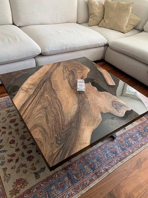 Square Epoxy Resin Table, Epoxy Coffee Table Ideas, Square Center Table, Resin End Table, Table With Epoxy Resin, Ash Table, Epoxy Coffee Table, Epoxy Wood Table, Wood Resin Table