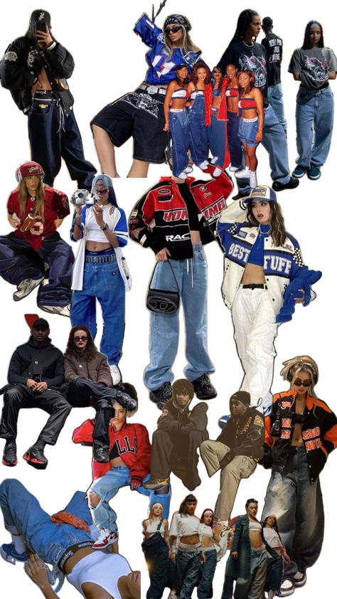 Streetwear Hip Hop Outfit, 00s Hip Hop Aesthetic, 90's Hip Hop Style Women, 2000s Disco Outfit, Underground Club Outfit, Hiphop Costume Ideas, Hip Hop Style 90s Girl, Dance Group Outfits Hip Hop, 2000s Hip Hop Fashion Women