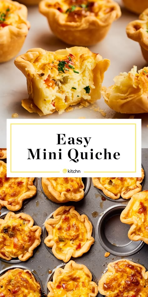 Easy Mini Quiche Recipe | Kitchn Easy Mini Quiche, Mini Quiche Cups, Muffin Tin Quiche, Mini Quiche Recipe, Quiche Cups, Mini Quiche Recipes, Pie Maker Recipes, Shower Appetizers, Brunch Appetizers