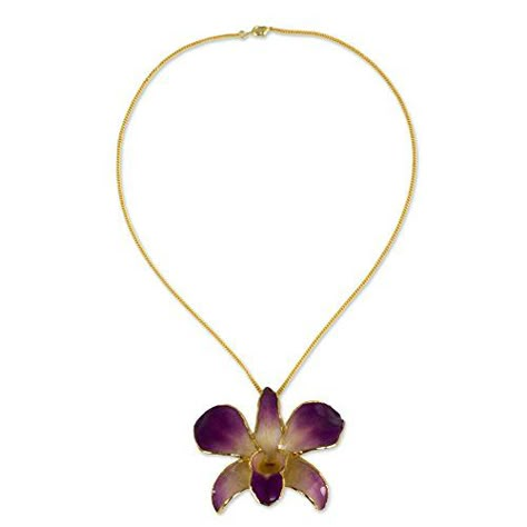 NOVICA 24k Gold Plated Flower Pendant Necklace Orchid Fantasy *** BEST VALUE BUY on Amazon Orchid Brooch, Dendrobium Orchid, Pin Necklace, Natural Nature, Flower Pendant Necklace, Jewelry Lookbook, Orchid Flower, Dream Jewelry, Gift Jewelry