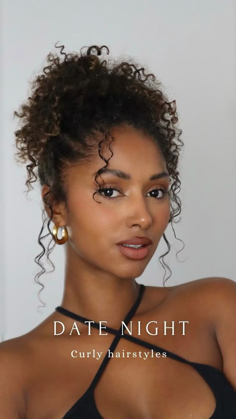 Curly Hairstyles for a Date night ✨ Your fav? . . . . . . . #curlyhair #hair #naturalhair #curls #curly #curlyhairstyles #curlygirl… | Instagram Curly Afro Updo Hairstyles, Classy Curly Hairstyles For Black Women, Curly Bun Natural Hair Black, Up Do Curly Hairstyles For Black Women, Natural Hair For Formal Event, Natural Hair Prom Hairstyles Curly, Natural Hairstyles Wedding Guest, How To Do A Curly Updo, Curly Wedding Hairstyles Updo