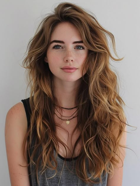 Layered Haircut For Long Wavy Hair, Shag Long Wavy Hair, Long Layer Wavy Hair, Long Hair Wavy Haircut, Long Shag Haircut Wavy Hair, Long Wavy Hair Layered Haircut, Layered Hair Long Wavy, Layered Long Wavy Hair, Long Wavy Shag Haircut Side Part