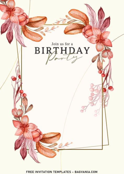 Bday Invitation Card, Free Invitation Cards, Creative Template Design, Birthday Invitation Card Template, First Birthday Posters, Floral Birthday Invitations, Baby Birthday Invitations, Invitation Card Birthday, Chic Wedding Invitations