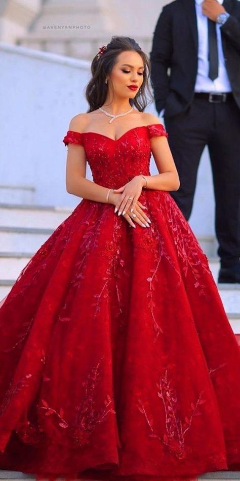 Amazing Blood Red Wedding Dresses ★ #bridalgown #weddingdress Red Small Quinceanera Dresses, Red Ball Gown Wedding Dress, Red Wedding Dress Long Sleeve, Light Red Wedding Dress, Red Prom Gown Princesses, Red Wedding Dress Ballgown, Red Prom Dresses Long Elegant Classy Ball Gowns, Red Wedding Gowns Brides, Red Bridal Dress Gowns