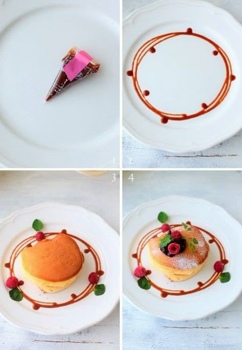 Plating Cake, Dessert Plate Decoration, Dessert Plating Ideas, Food Plating Design, Plating Dessert, Soufflé Pancakes, Food Presentation Plates, Food Plating Techniques, Fine Dining Desserts