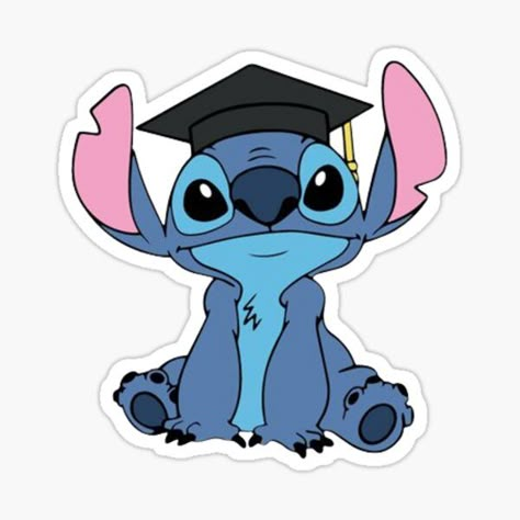 Senior Stickers, Stitch Graduation, Graduation Drawing, Graduation Cartoon, Disney Graduation, ليلو وستيتش, Senior Jackets, Graduation Images, Lilo And Stitch Drawings