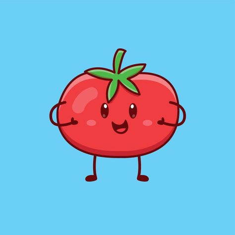 Cute cartoon tomato in vector illustration Tomato Vector Illustration, Tomato Cartoon, Cartoon Tomato, Tomato Vector, Logo Banners, Cityscape Photos, Nature Backgrounds, Heart With Arrow, Background Banner