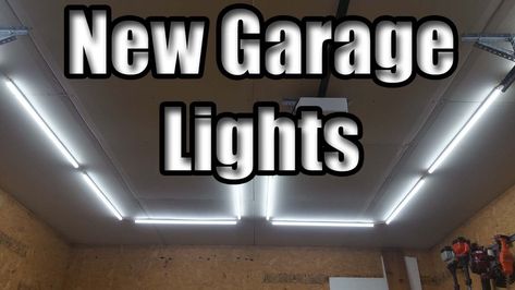 Garage Shop Lighting, Garage Led Lighting Ideas, Garage Lights Interior Ceilings, Garage Lighting Interior Ceilings, Garage Interior Ideas, Garage Ceiling Lights, Garage Lighting Ideas, Garage Floors Diy, Workshop Lighting