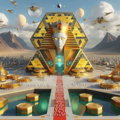 Ancient Future, The Future Has An Ancient Heart, Egypt Futuristic, Ancient Egypt Futuristic, Futuristic African City, Ancient Egypt Technology, Avatar Films, Floor Wallpaper, Fantasy Props