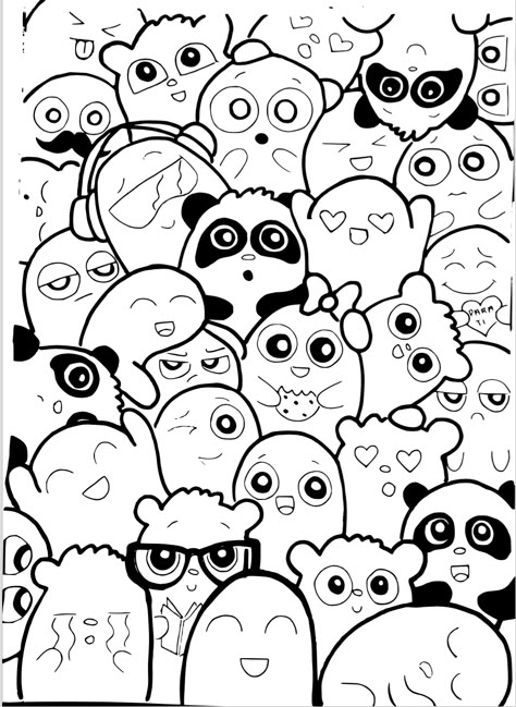 Template Doodle / Caricatura Doodles Kawaii, Doddle Art, Arte Doodle, Graffiti Doodles, Doodle Art Journals, Doodle Art Drawing, Doodle Inspiration, Doodle Coloring, Cute Doodle