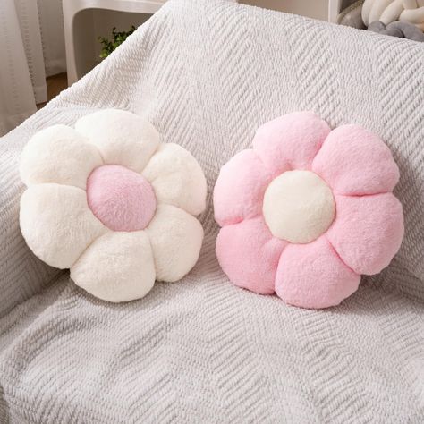 PRICES MAY VARY. Cute Design: In the shape of a daisy flower, this flower floor pillow is realistically shaped and colorful, and will not fade or deform; has a zipper closure Soft and Comfortable: The flower pillow surface is made of plush, filled with fluffy PP cotton; soft and warm to the touch; these flower plush pillows are excellent for girls bedroom decor Color and Size: This is a 2 pieces flower decorative pillow set; you can get 1 white and 1 pink 15inch flower throw pillow at the same t Throw Pillow Cute, Cute Preppy Throw Pillows, Pillow Covers Set, Pink Decorative Pillows On Bed, Preppy Bedroom Pillows, Preppy Bed Sets, Cute Flower Pillows, Cute Room Accessories Aesthetic, Aesthetic Pink Pillows