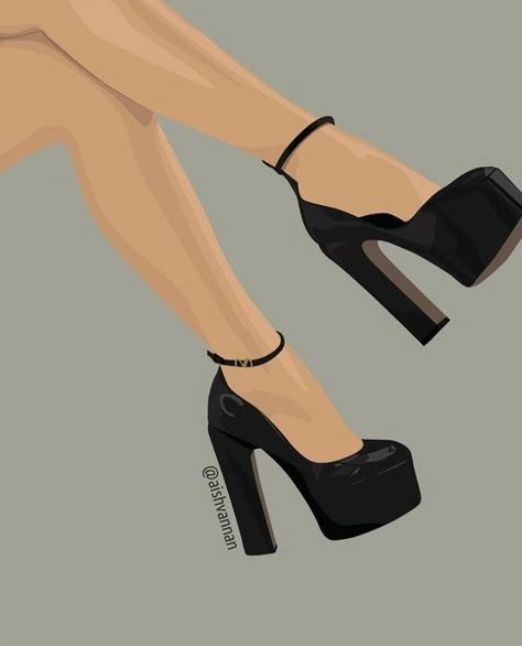 Chana Platform Heel black How To Draw Heels, Drawing High Heels, T Aesthetic, Fashion Illustration Shoes, Fashion Illustrations Techniques, Fashion Design Patterns, Shoe Design Sketches, Shoes Drawing, Designer High Heels