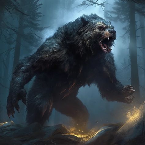 Native American Werewolf, Were Creatures, Werebear Aesthetic, Bear Humanoid, Werebear Character Design, Bear Berserker, Werebear Art, Were Bear, Group Of Warriors