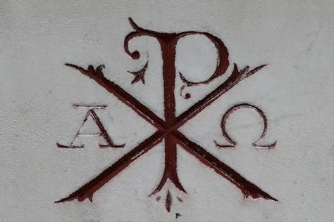 Used to want a tattoo with "alpha and omega".  This says "Chi Rho" (Jesus Christ- The X and P letters) and "Alpha Omega".  Pretty sweet, but I don't think I"m brave enough for needles, or anything permanent!: Byzantine Tattoo, Alpha And Omega Tattoo, Chi Rho Tattoo, Catholic Tattoos, Chi Rho, Symbol Tattoo, Tattoo Symbols, Alpha And Omega, Symbol Tattoos