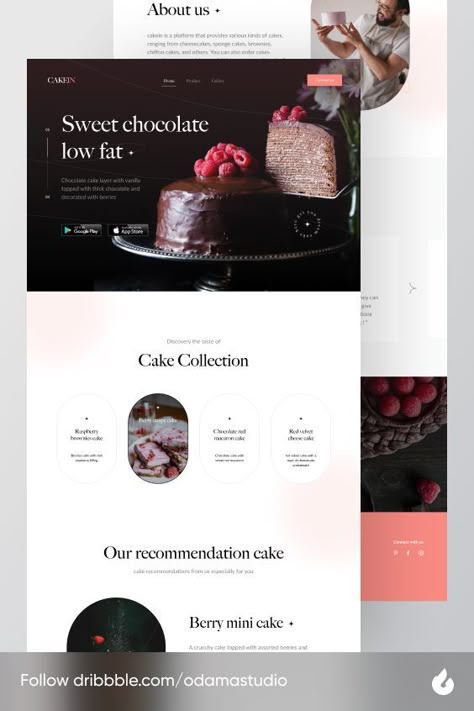 Hi friends 🙌 Here my new exploration about cake shop landing page to make it easy for you to order cakes. Hope you like it guys! ✨ Cake Shop Website Design, Cake Website Design Inspiration, Cake Website Design, Cake Website, Coffee Shop Website, Ui Landing Page, Bakery Website, Cake Land, Eid Cake