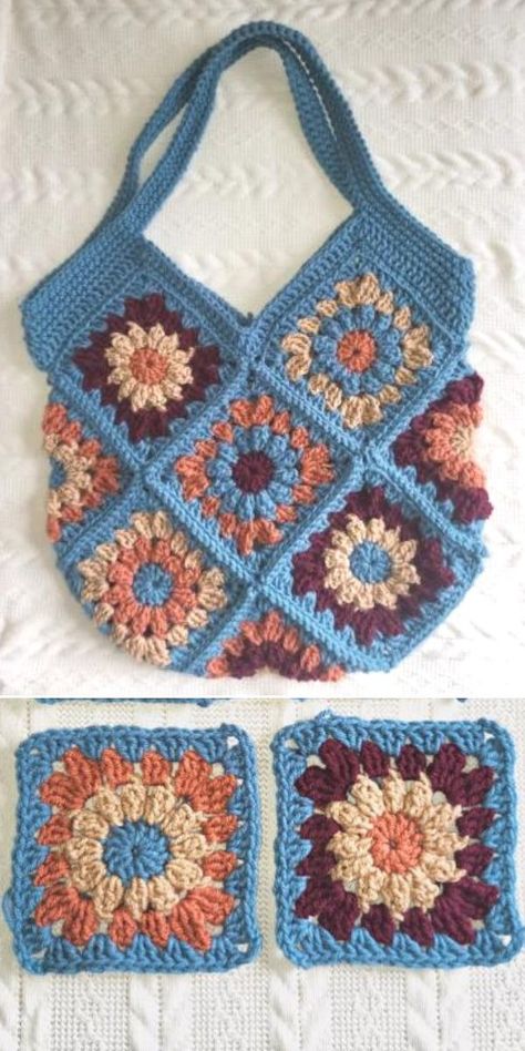 Granny Square Purse Pattern, Granny Square Handbag, Granny Square Purse, Granny Square Tote Bag, Granny Square Tote, Squares Crochet, Tote Bag Pattern Free, Square Handbag, Square Purse