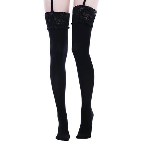 Stop Staring Thigh High Socks | Black Lace Top Stockings - Killstar - Stockings Thigh High Converse, Thigh High Socks Black, Fem Clothing, High Thigh Socks, Black Thigh Highs, Thigh High Garter, Thigh High Fishnets, Stockings Aesthetic, Volleyball Photography