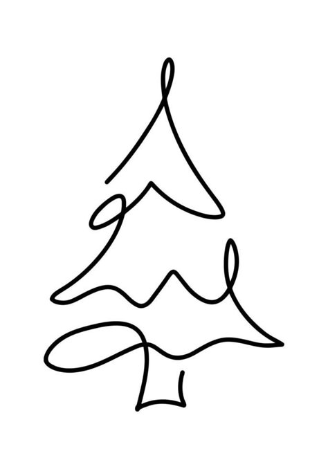 Christmas vector pine fir tree line art. Continuous one line drawing. illustration minimalistic design for xmas and New Year type concept Xmas Trees Drawing, Single Line Christmas Tree, Minimalist Christmas Tattoo, Christmas Tree Drawings Art, Single Line Art Christmas, One Line Christmas Tree, New Year Tree Drawing, Minimal Christmas Illustration, Christmas Art Inspiration