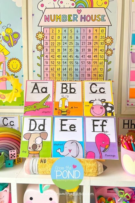 Kindergarten Alphabet Wall, Classroom Alphabet, Teach The Alphabet, Ideas For The Classroom, Alphabet Display, Infant Classroom, First Grade Phonics, Fun Decorations, Learn The Alphabet