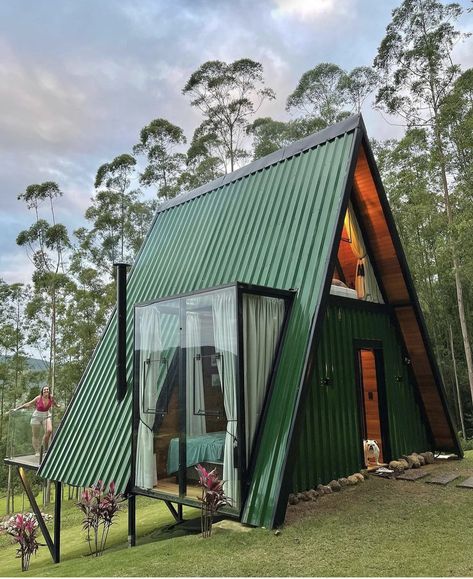 Tiny House Big Living, Triangle House, A Frame Cabins, A Frame House Plans, Frame Cabin, A Frame Cabin, Frame House, A Frame House, Tiny House Cabin