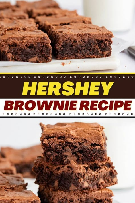 This Hersey brownie recipe is the best of the best! Learn how to make the most irresistible brownies, plus, get tips and tricks to make them come out perfect. Hersey Brownie Recipe, Hershey Brownie Recipe, Hershey Brownies, Brownie Recipe With Cocoa, Cocoa Powder Recipes, Cocoa Brownies, Best Brownie Recipe, Brownies Recipe Homemade, Everything Chocolate