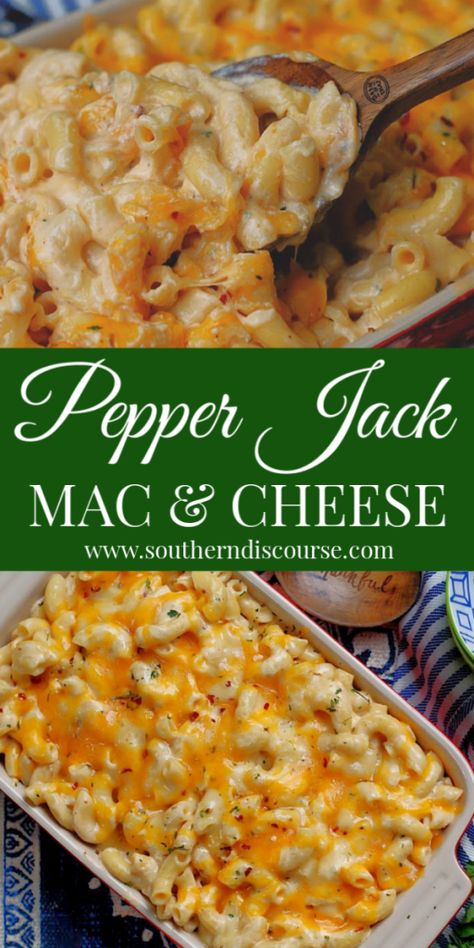 Ultimate Pepper Jack Mac & Cheese - a southern discourse Huge Party Food Ideas, Honeymoon Dinner Recipes, Southern Supper Recipes, Easy Dinners At The Beach, Most Liked Recipes, Summer Southern Food, Pepperjack Mac And Cheese, Homemade Mac Cheese Recipe, Recipes For One Person