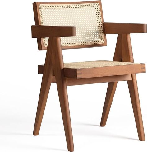 Amazon.com: Klarel Chandigarh Armchair Chair, Natural Beech : Home & Kitchen Dining Chair Mid Century, Chandigarh Chair, Famous Chairs, Pierre Jeanneret Chair, Segi Lima, Build Projects, Cane Furniture, Cane Dining Chair, Cane Chair