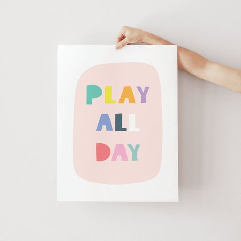 Play All Day, Abstract Design, Sign Poster, Wedding Stationery, Note Pad, Valentine Day Gifts, Art Wall, Thank You Cards, Kids Room