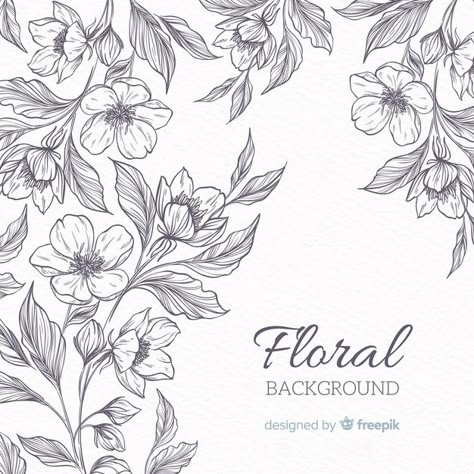 Floral Background Drawing, Floral Vector Design, Spring Flowers Background, Floral Vector, Background Drawing, Flower Sketches, Floral Drawing, Black And White Flowers, Hand Drawn Flowers