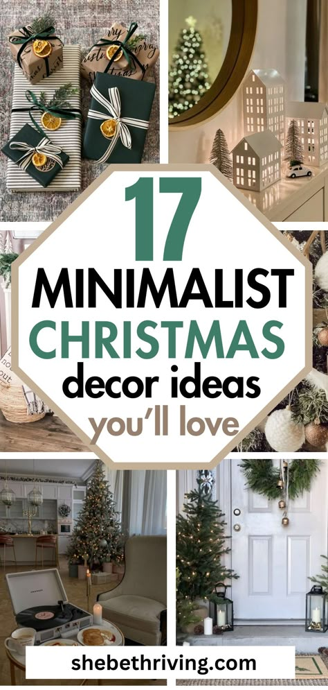 17 Minimalist Christmas Decor Ideas (You'll 100% Love) Minimalist Christmas Decor Ideas, Minimal Christmas Decor, Simplify Christmas, Boho Christmas Decor, Minimalist Christmas Decor, Natural Christmas Decor, Neutral Christmas Decor, Minimalist Christmas Tree, Christmas Window Decorations