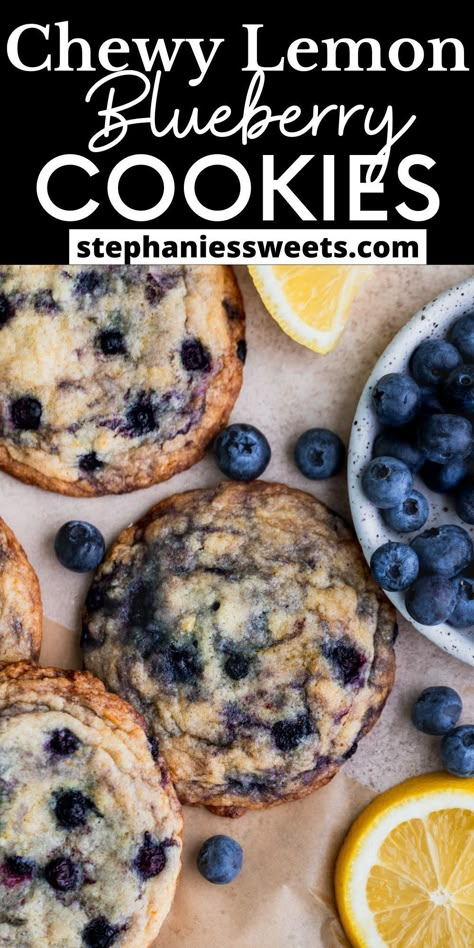 Fruity Dessert Recipes, Blueberry Dessert Recipes, Raspberry White Chocolate Cookies, Blueberry Cookies Recipes, Lemon Blueberry Cookies, Blueberry Desserts Recipes, Fruity Dessert, Blueberry Cookies, Drinking Lemon Water